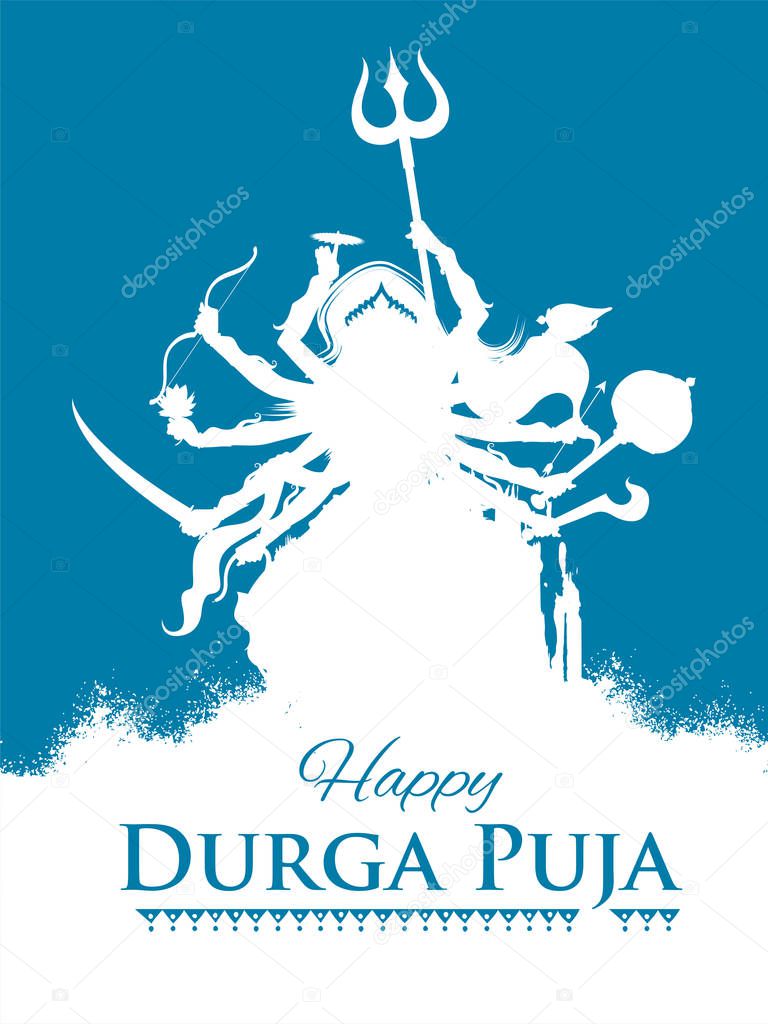 Goddess in Happy Durga Puja Subh Navratri Indian religious header banner background