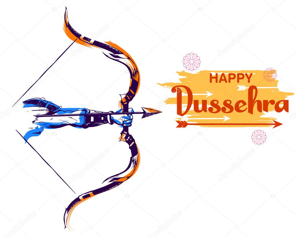 Lord Rama in Navratri festival of India poster for Happy Dussehra