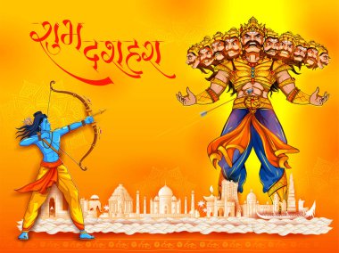 Tanrı Rama ve Ravana Dussehra Navratri Festivali'nde Hindistan poster