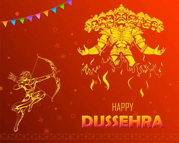 Heer Rama en Ravana in Dussehra Navratri festival voor India poster — Stockvector