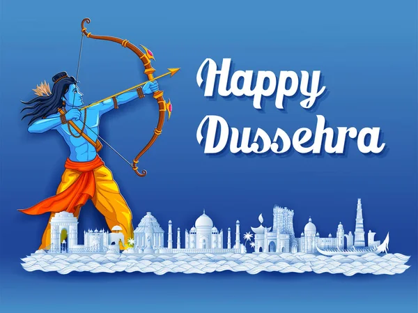 Lord rama in navratri festival von indien poster für happy dussehra — Stockvektor