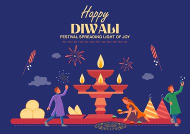 Hindistan Işık Festivali için Mutlu Diwali Hindu Tatili arkaplanı