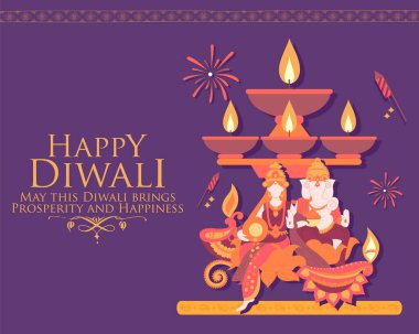 Hindistan Işık Festivali için Mutlu Diwali Hindu Tatili arkaplanı