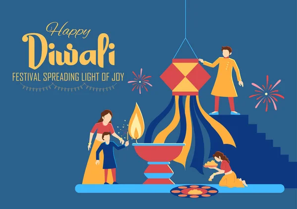 Happy Diwali Hindu Holiday фон для светового фестиваля Индии — стоковый вектор