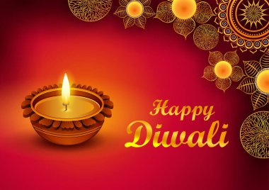 Hindistan Işık Festivali için Mutlu Diwali Hindu Tatili arkaplanı