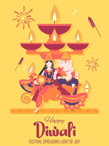 Happy Diwali hinduistické Rekreační zázemí pro světlý festival Indie — Stockový vektor