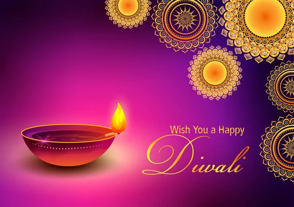 Happy Diwali Hindu tło wakacje dla światła festiwalu Indii — Wektor stockowy