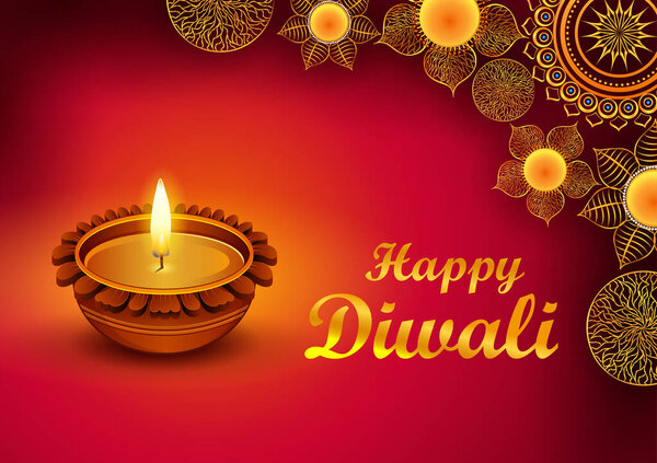 Happy Diwali Hindu Holiday background for light festival of India