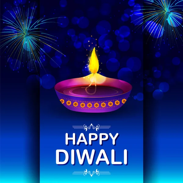 Brûler diya sur heureux Diwali Fond de vacances pour la fête de la lumière de l'Inde — Image vectorielle