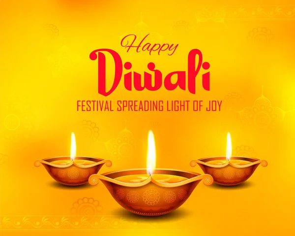 Сжигание дийи на счастливом фоне праздника Дивали для фестиваля света Индии — стоковый вектор
