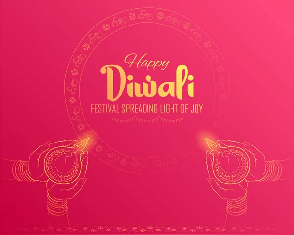 Сжигание дийи на счастливом фоне праздника Дивали для фестиваля света Индии — стоковый вектор