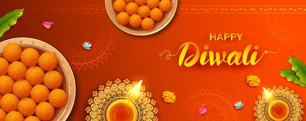 Happy Diwali Hindu fundo de férias para o festival de luz da Índia —  Vetores de Stock