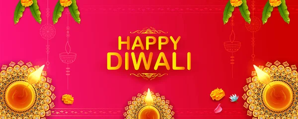 Felice Diwali indù sfondo vacanza per la festa della luce dell'India — Vettoriale Stock