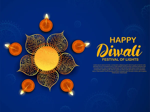 Happy Diwali Hindu Vakantie achtergrond voor licht festival van India — Stockvector