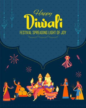 Hindistan Işık Festivali için Mutlu Diwali Hindu Tatili arkaplanı