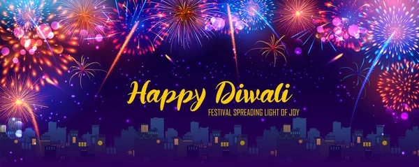 Happy Diwali Hindu Vakantie achtergrond voor licht festival van India — Stockvector