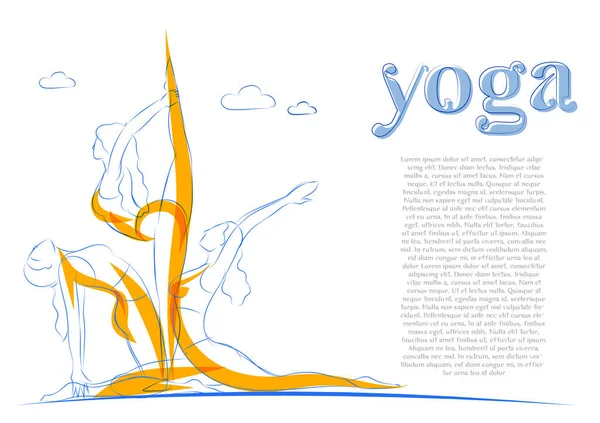 Femme faisant asana pour la Journée internationale du Yoga le 21 Juin — Image vectorielle