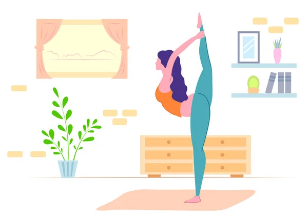 Vrouw doet asana voor Internationale Yoga Dag op 21 Juni — Stockvector