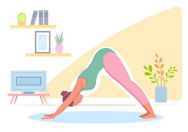 Vrouw doet asana voor Internationale Yoga Dag op 21 Juni — Stockvector