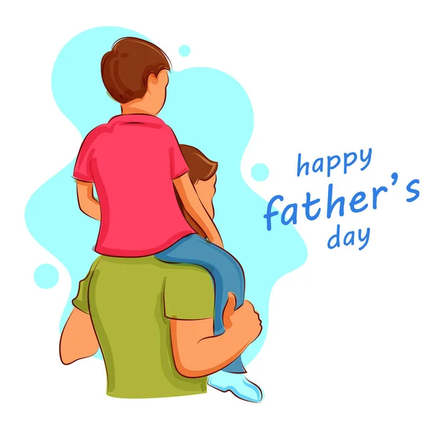 Святкове привітання для щасливого батька з дитиною і батьком. — стоковий вектор