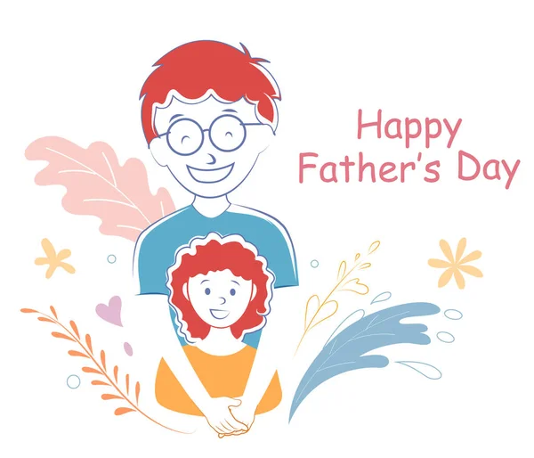 Dovolená pozdravy pozadí pro šťastný Den otců s dítětem a otcem — Stockový vektor
