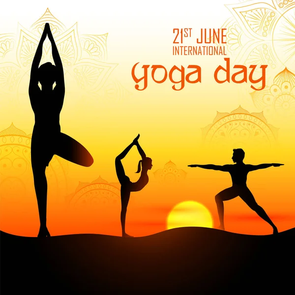 Ziua Internațională de Yoga, 21 iunie — Vector de stoc