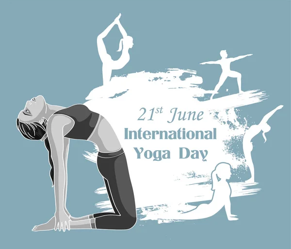 International Yoga Day on 21st June — Stock Vector