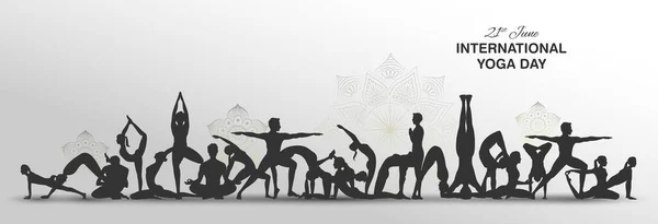 Internationaler Yoga-Tag am 21. Juni — Stockvektor