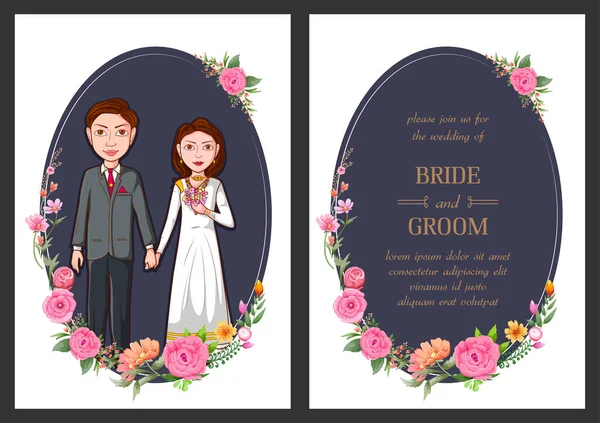 Pareja en la boda india plantilla de invitación de fondo — Vector de stock