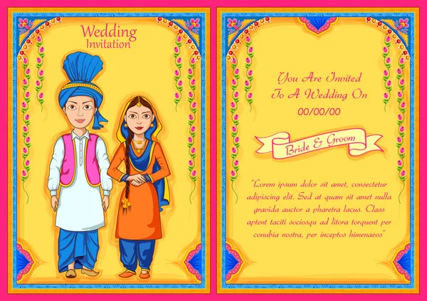 Hindistan Düğün şablonu arka planı çift — Stok Vektör