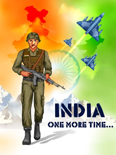 Armée indienne soilder nation héros sur fond de fierté de l'Inde — Image vectorielle