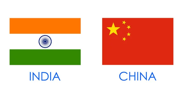 India vs China concept showing tension and confrontation in borders — Stock Vector