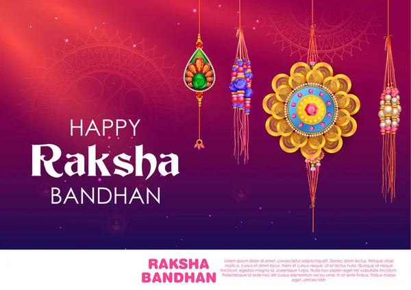 Tarjeta de felicitación con Rakhi decorativo para fondo Raksha Bandhan — Archivo Imágenes Vectoriales