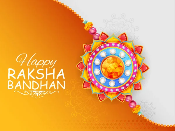 Tarjeta de felicitación con Rakhi decorativo para fondo Raksha Bandhan — Vector de stock