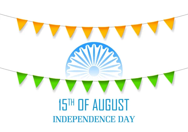 15 ऑगस्टसाठी भारतीय ध्वजसह अमूर्त तिरंगा बॅनर भारताच्या स्वातंत्र्य दिनाच्या शुभेच्छा — स्टॉक व्हेक्टर