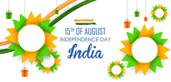 Abstract tricolor banner with Indian flag for 15th August Happy Independence Day of India — Stock Vector