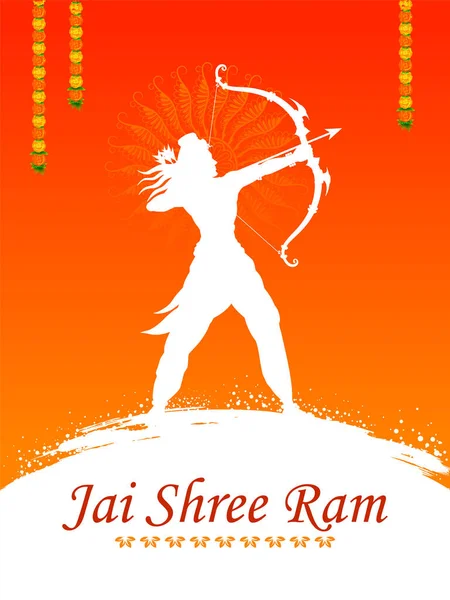 Lord Rama med pil i Shree Ram Navami firande bakgrund för religiös semester i Indien — Stock vektor