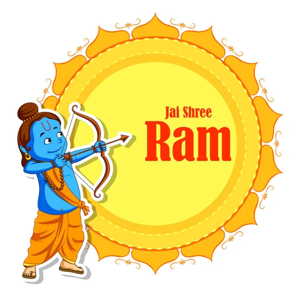 Lord Rama with bow arrow in Shree Ram Navami celebration background for religious holiday of India — Stock Vector