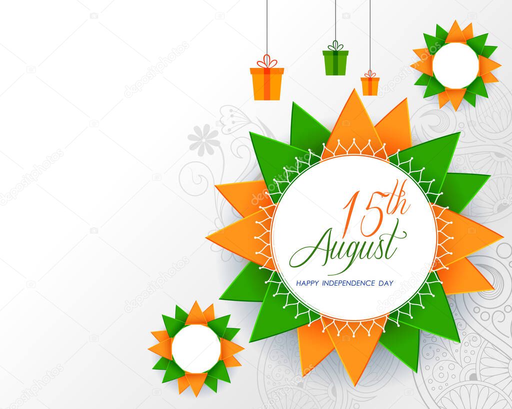 Abstract tricolor banner with Indian flag for 15th August Happy Independence Day of India