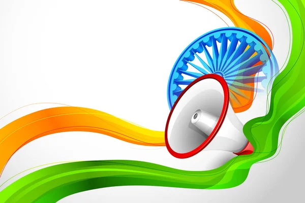 15 Ağustos 'ta Hindistan' ın Bağımsızlık Günü için Hint bayrağı taşıyan soyut üç renkli pankart — Stok Vektör