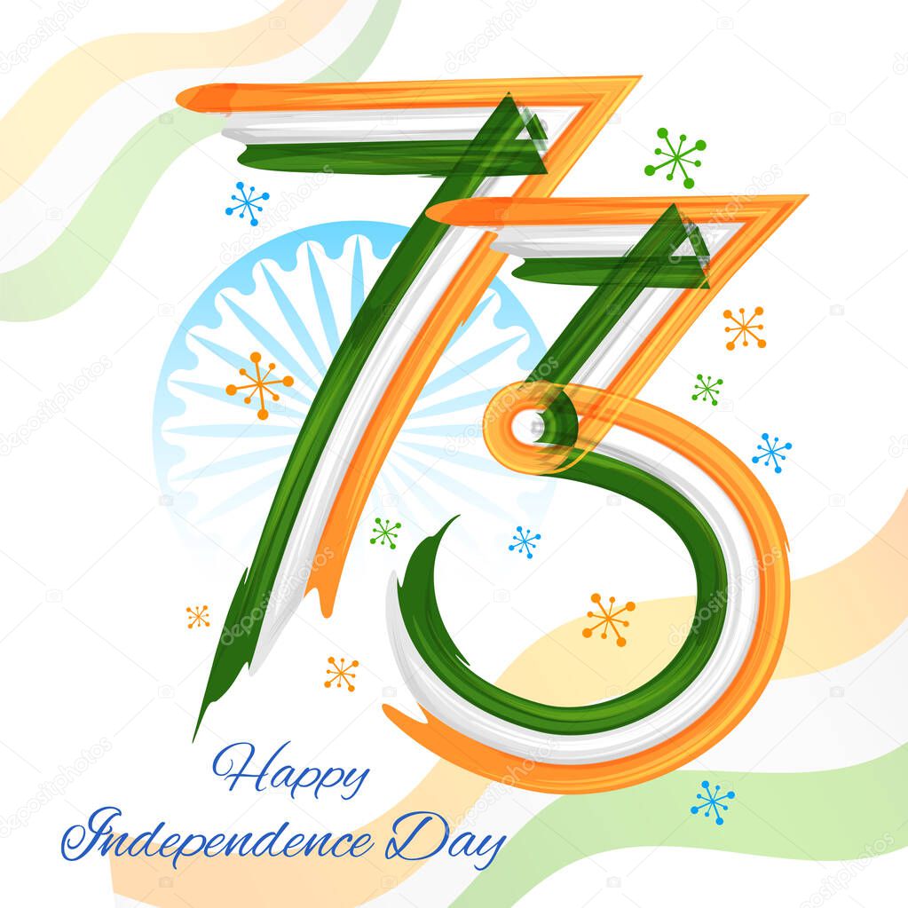 Abstract tricolor banner with Indian flag for 15th August celebrating 73rd Happy Independence Day of India