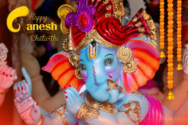 Lord Ganpati idolo per Happy Ganesh Chaturthi festival dell'India — Foto Stock