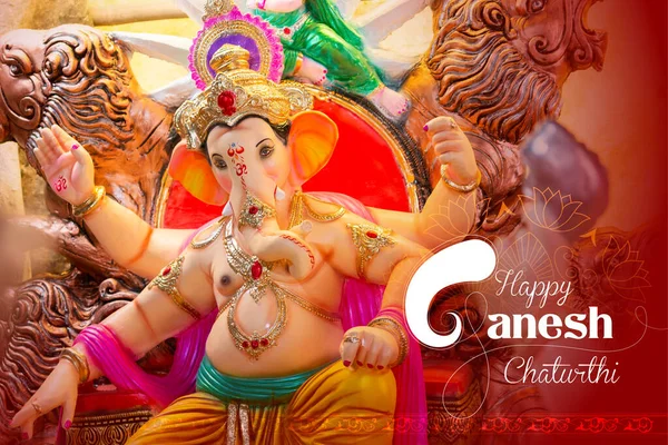 Lord Ganpati idol för Happy Ganesh Chaturthi festival i Indien — Stockfoto