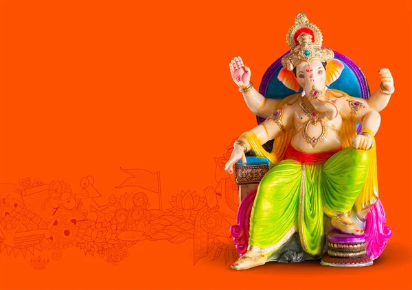 Lord Ganpati idolo per Happy Ganesh Chaturthi festival dell'India — Foto Stock