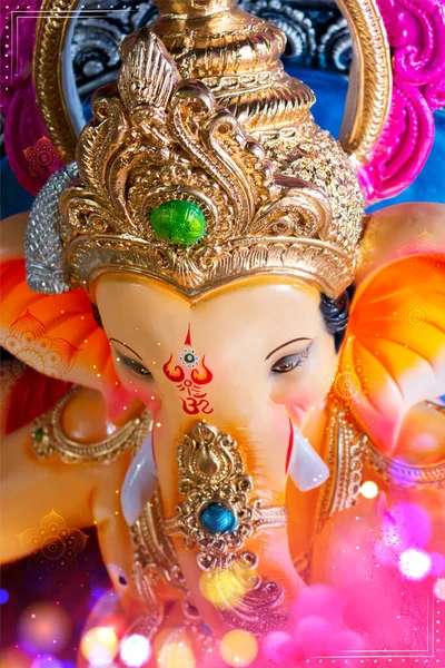 Lord Ganpati idolo per Happy Ganesh Chaturthi festival dell'India — Foto Stock