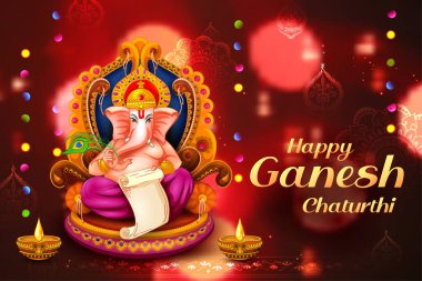 Ganesh Chaturthi 'nin Hindistan festivali için Ganpati arka planında Lordum Ganesha anlamına gelen bir mesaj var.