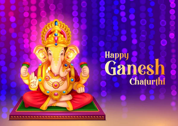 Lord Ganpati fundo para Ganesh Chaturthi festival da Índia com mensagem significado Meu Senhor Ganesha — Vetor de Stock