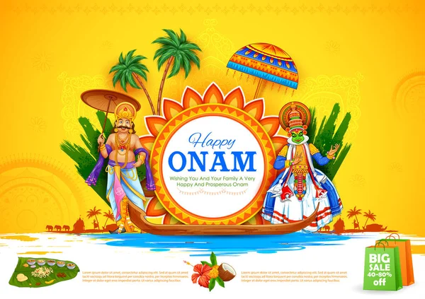 Fundo para o festival Happy Onam do sul da Índia Kerala — Vetor de Stock