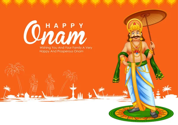 Background for Happy Onam festival of South India Kerala — Stock Vector