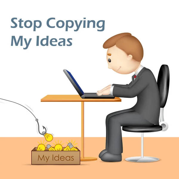 Stop Plagiarism, stealing and copying ideas and thoughts from original and authentic concepts — Stock Vector